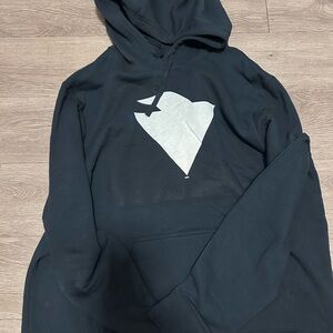 Men's Black Hooded Sweatshirt with White Heart Graphic